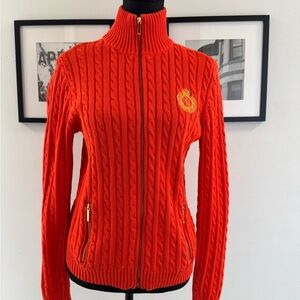 Lauren Ralph Lauren Orange Cable Knit Cardigan